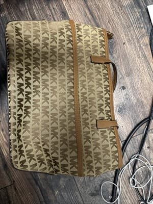 MICHAEL KORS Beige/Brown Signature Canvas Leather Kempton Tote Bag AUTHENTIC - Thumbnail 5