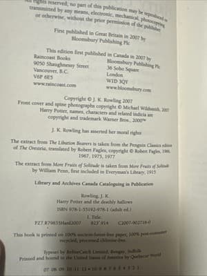 Harry Potter and the Deathly Hallows - hardcover J K Rowling - Thumbnail 3