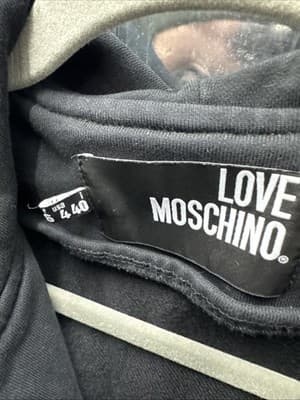 Love Moschino Black Hoodie Jacket Zip Up Sweatshirt Logo Graphic Size 4 - Thumbnail 2
