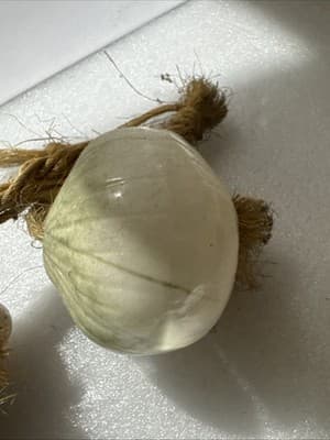 Vintage Ceramic Glazed Onions Paper & Garlic Braided Hanging Jute Rope - Thumbnail 4