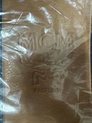 MCM Tote Bag NEW Black Tan Faux Leather Embossed Logo Sealed - Thumbnail 3
