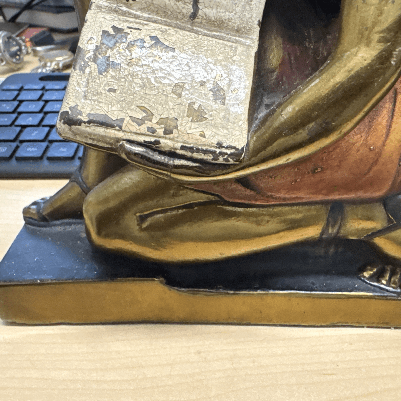 Antique c1921 Pompeian Bronze EXTREMELY RARE LITERATURE BOOKENDS - Thumbnail 3