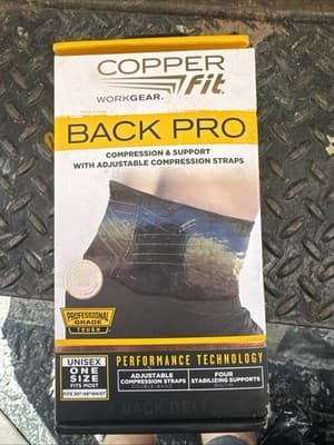 Copper Fit WORK GEAR-Back Pro Support Belt W/Straps- One Size Fits Most 30”-48” - Image 1
