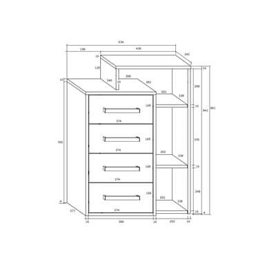 Sideboard Buffet Storage Cabinet Cupboard - Thumbnail 2
