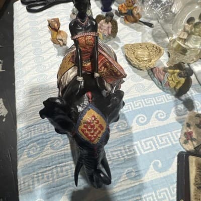 NEW Exotic Black African Beauty Queen Seating On Elephant - Thumbnail 5