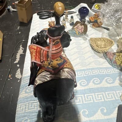 NEW Exotic Black African Beauty Queen Seating On Elephant - Thumbnail 3