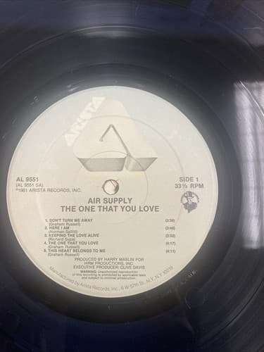 AIR SUPPLY The One That You Love 1981 ARISTA VINYL LP - Thumbnail 4