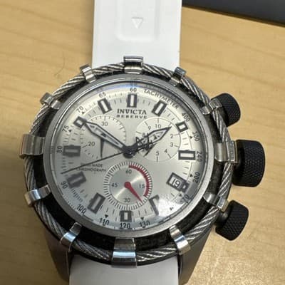 Invicta Reserve Bolt Chrono Watch 50mm Silver Dial Daydate 6434 New Belt And Bat - Thumbnail 3