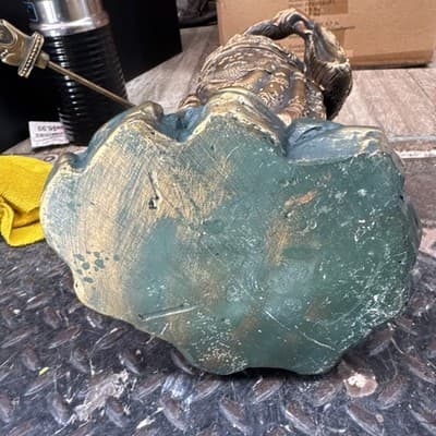 Chinese Feng Shui Pure Bronze Stand Guan Gong Yu Warrior God Dragon Knife Statue - Thumbnail 5