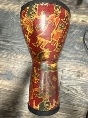 REMO DOUMBEK HAND DRUM-15" LONG,8" HEAD-AFRICAN DESIGNS IN BROWN,TAN-GREAT SHAPE - Thumbnail 3