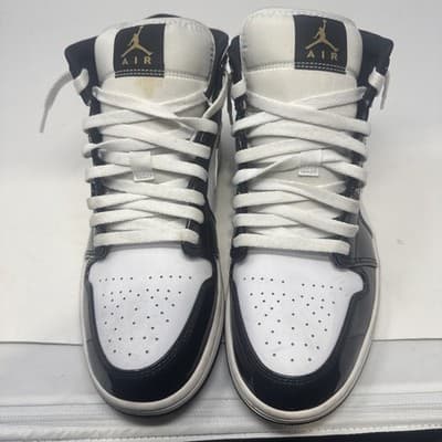 Jordan 1 Mid SE Patent Black Gold Size 10 - Image 1