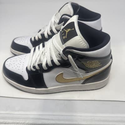 Jordan 1 Mid SE Patent Black Gold Size 10 - Thumbnail 2