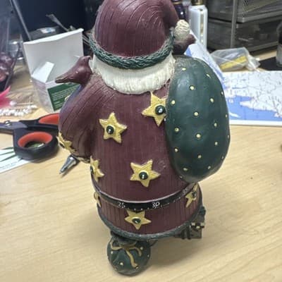 60 Minute Kitchen Tick Tock Timer: Boston Warehouse CHRISTMAS SANTA CLAUS 6.75”H - Thumbnail 2