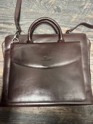 Vintage Samsonite Leather Briefcase Bag, 3-ring Binder with Pockets Inside/Out - Image 1
