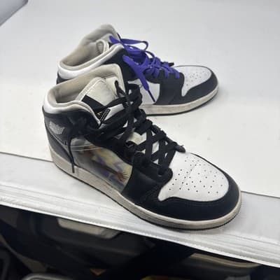 Nike Air Jordan 1 Mid Hologram Black 7y DR9495-001 - Thumbnail 5