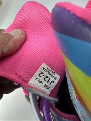 Girls' Adjustable Roller Derby Skates Unicorn Rainbow Design, Size J12-2 - Thumbnail 3