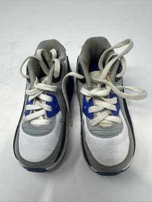 Nike Air Max 90 Youth Size 9 C - White/Gray/Black/Blue - Good Condition - Image 1