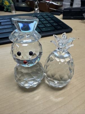 Crystal Snowman And Pinapple Austrian Crystal Figurine - Image 1