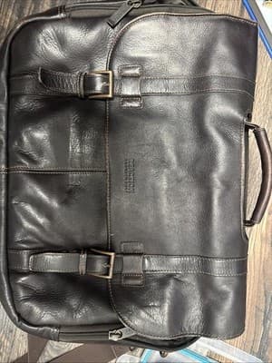 Kenneth Cole Reaction Messenger Bag Leather Brown Computer Book Classic - Thumbnail 2