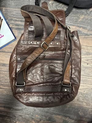 Spikes And Sparrow Jack Georges Genuine Leather Brown Backpack 16”-13” - Thumbnail 5