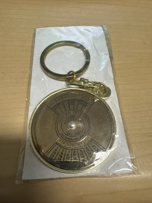 Keyring Keychain 50 Years Perpetual Calendar Silver Alloy Key Chain Ring 2010-60 - Image 1