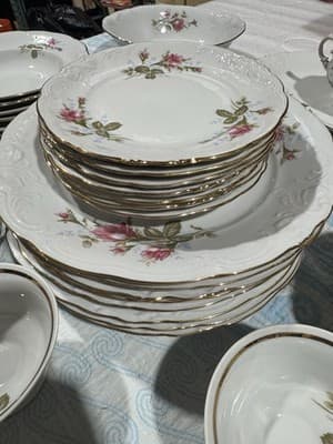 Wawel Vintage China 41 Pc Dinner Set Flower Garden Pattern Made Poland - Thumbnail 3