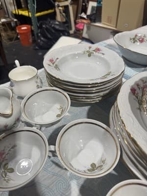 Wawel Vintage China 41 Pc Dinner Set Flower Garden Pattern Made Poland - Thumbnail 2