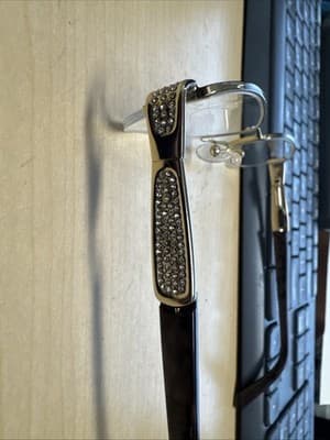 New Caviar Eyeglasses Black Gold Austrian Crystals 51/17/135 - Thumbnail 4
