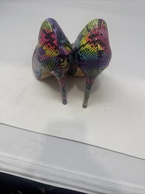 Olivia Snakeskin Multi-color Patchwork Pointed-Toe Stiletto Pumps - 8.5 - Thumbnail 3