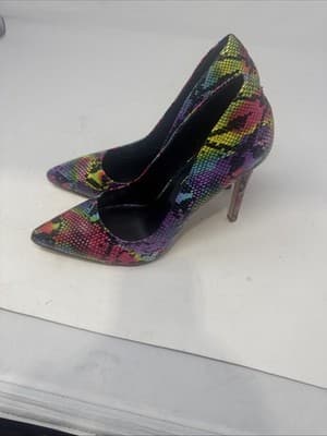Olivia Snakeskin Multi-color Patchwork Pointed-Toe Stiletto Pumps - 8.5 - Thumbnail 2