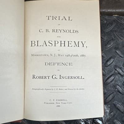 Trial C.B. Reynolds for Blasphemy Defence Robert Ingersoll 1st Ed 1888 - Thumbnail 4
