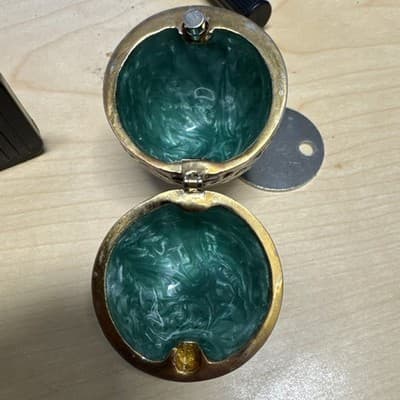 Vintage Fabrege Style Egg Trinket Box, Cloisonne Enameled Jewelry Box - Thumbnail 3