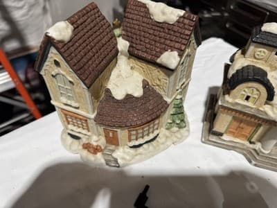 Lot of Vintage Ceramic Christmas Village Houses Accessories Railroad Station - Thumbnail 2
