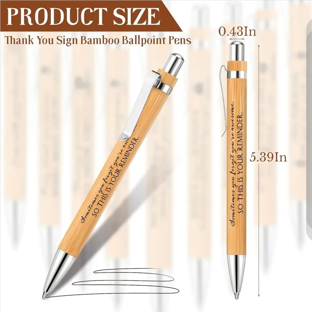 Motivational Bamboo Ballpoint Pens 10 Pack Employee Student Appreciation Gift - Image 1