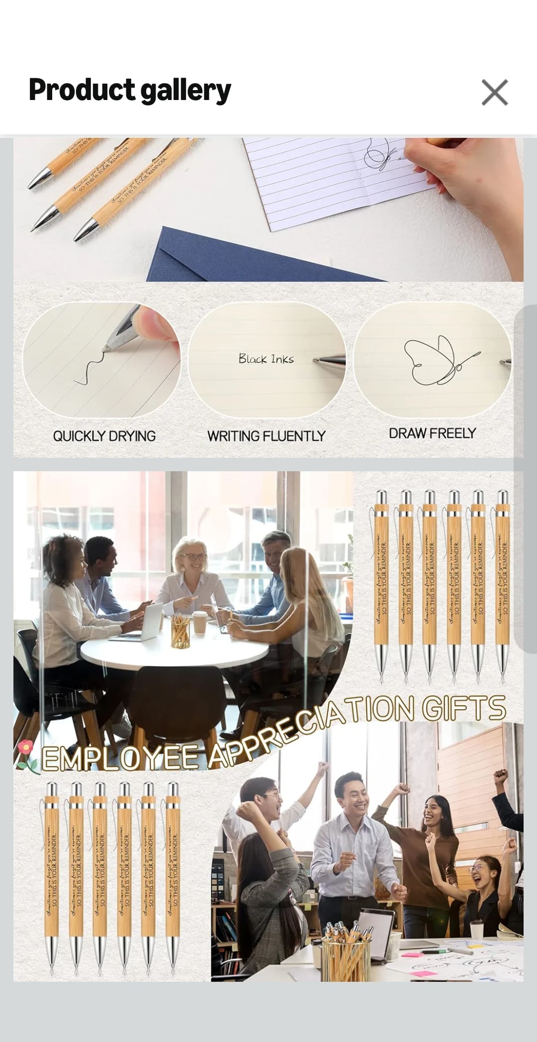 Motivational Bamboo Ballpoint Pens 10 Pack Employee Student Appreciation Gift - Thumbnail 3