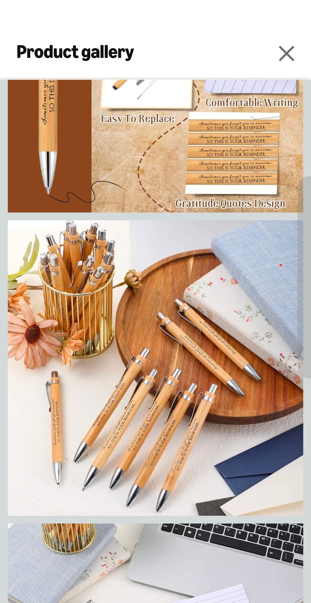 Motivational Bamboo Ballpoint Pens 10 Pack Employee Student Appreciation Gift - Thumbnail 5