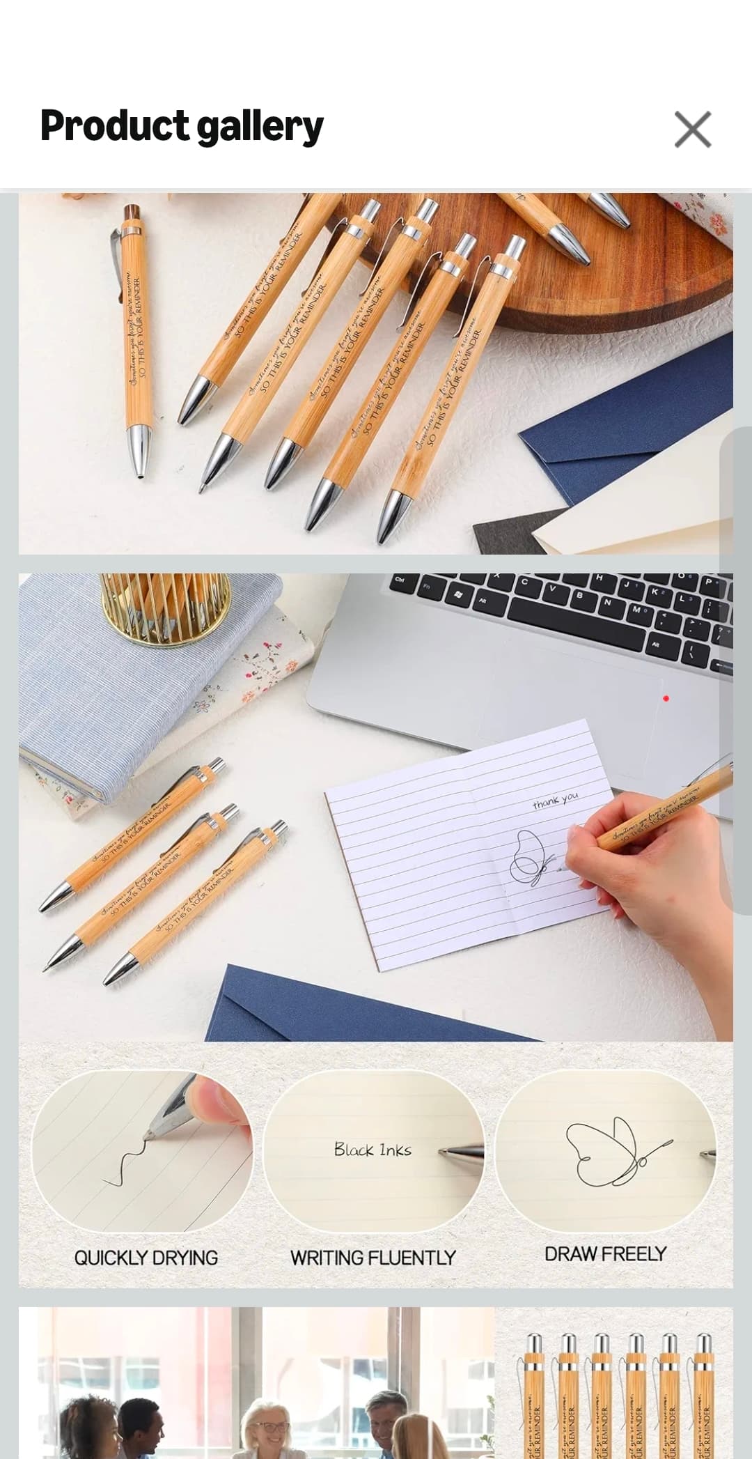 Motivational Bamboo Ballpoint Pens 10 Pack Employee Student Appreciation Gift - Thumbnail 4