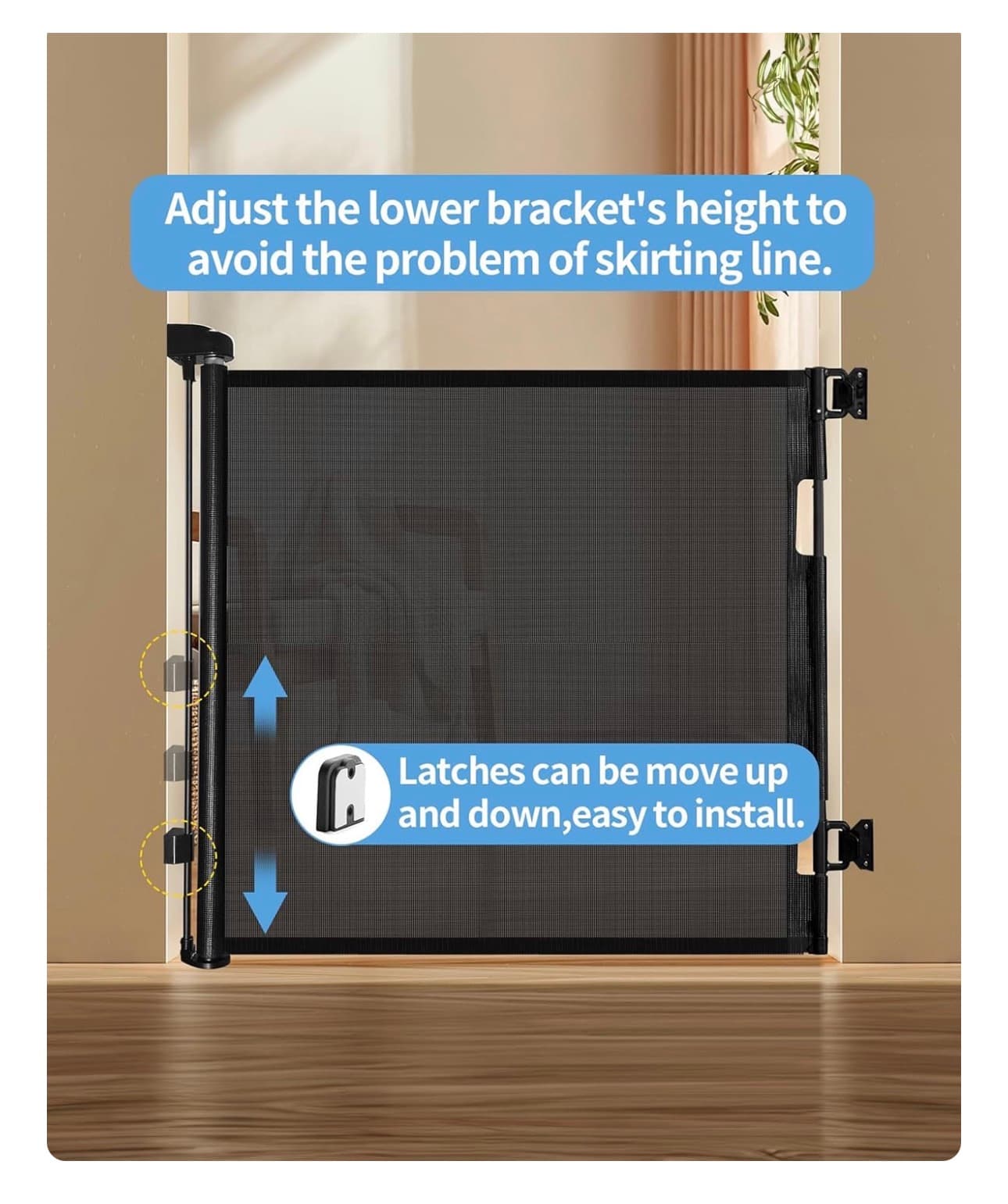Retractable Safety Gate for Pets and Babies, 33.6" x 55" - Thumbnail 3