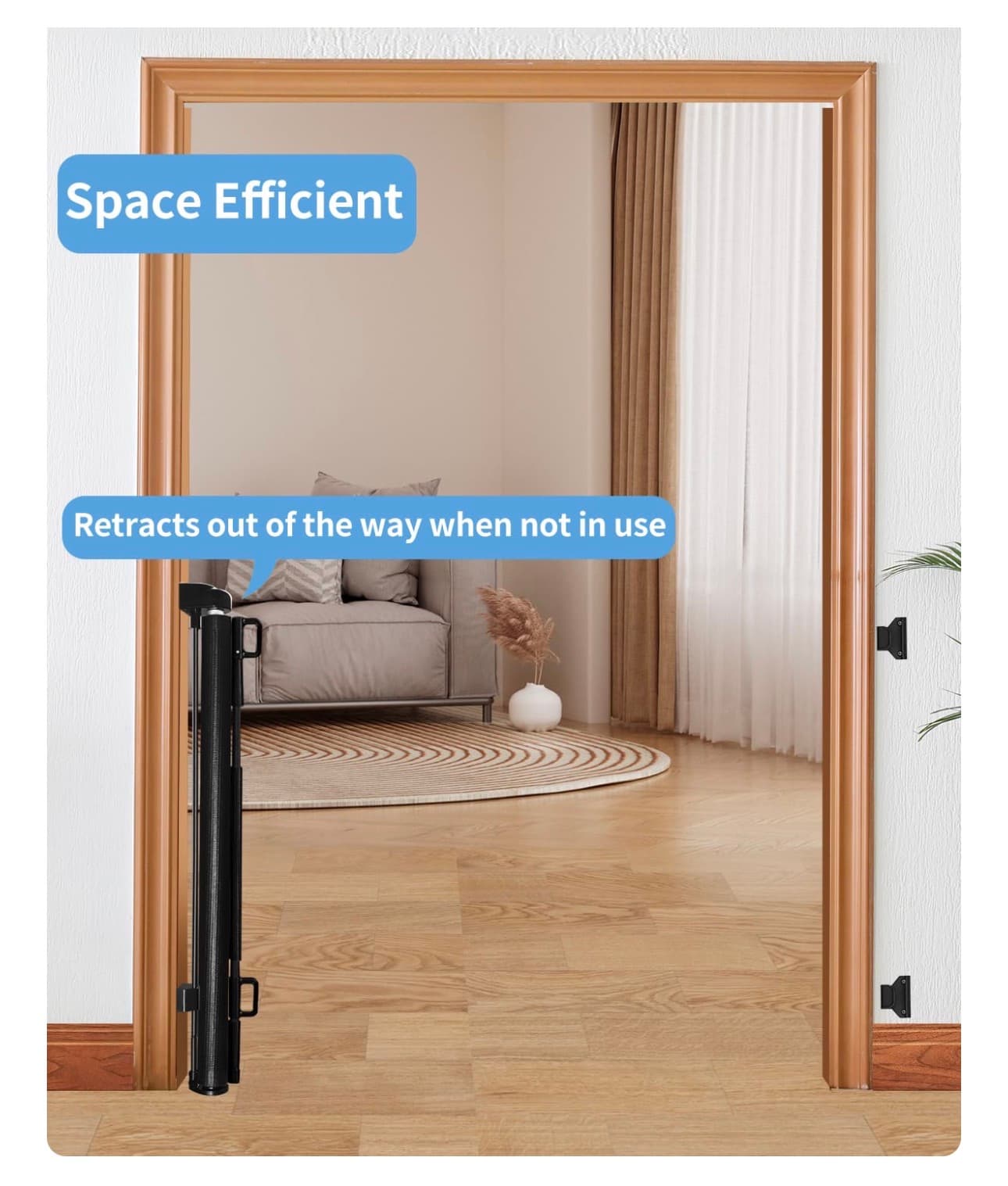 Retractable Safety Gate for Pets and Babies, 33.6" x 55" - Thumbnail 4