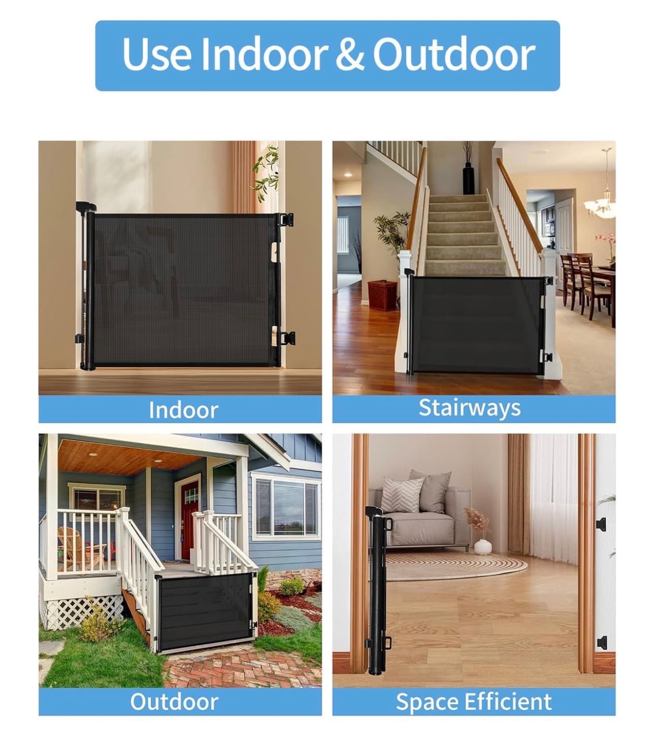Retractable Safety Gate for Pets and Babies, 33.6" x 55" - Thumbnail 5