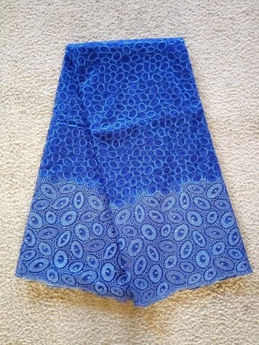 Blue African Lace/Wedding Lace/ Tulle Lace/ French Lace Fabric sold by 5 Yards