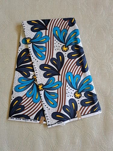 Cotton Polyester African Fabric Wax Print Sold bea by 6 Yards - Image 1