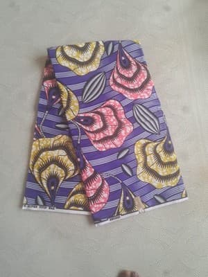 Ankara African Block Print fabric sold by 6 yards - Image 1