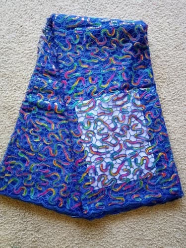 African Lace Fab/Wedding Lace/ Tulle Lace/ French Lace Fabric sold by 5 Yards - Image 1