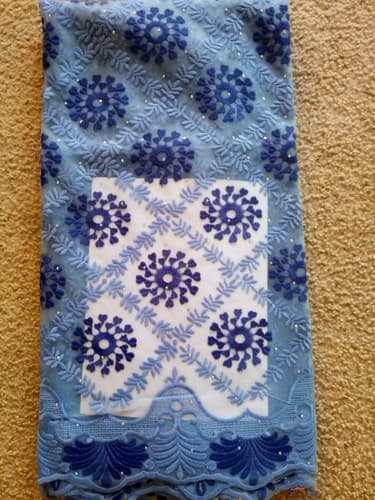 African Lace Fabric/Wedding Lace/ Tulle Lace/ French Lace sold by 5 Yards - Thumbnail 2