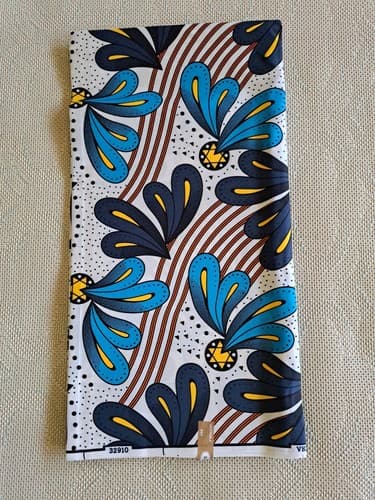 Cotton Polyester African Fabric Wax Print Sold bea by 6 Yards - Thumbnail 2