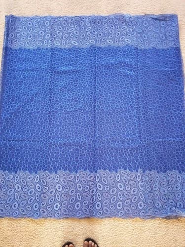 Blue African Lace/Wedding Lace/ Tulle Lace/ French Lace Fabric sold by 5 Yards - Thumbnail 5