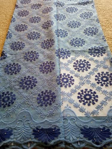African Lace Fabric/Wedding Lace/ Tulle Lace/ French Lace sold by 5 Yards - Thumbnail 4