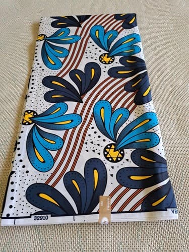 Cotton Polyester African Fabric Wax Print Sold bea by 6 Yards - Thumbnail 4