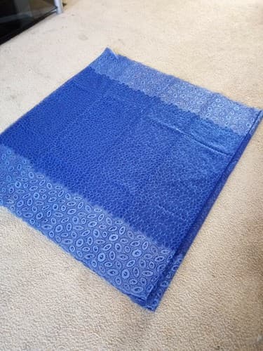 Blue African Lace/Wedding Lace/ Tulle Lace/ French Lace Fabric sold by 5 Yards - Thumbnail 6